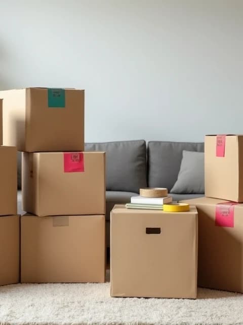 Caixas de papelão e materiais de embalagem etiquetados